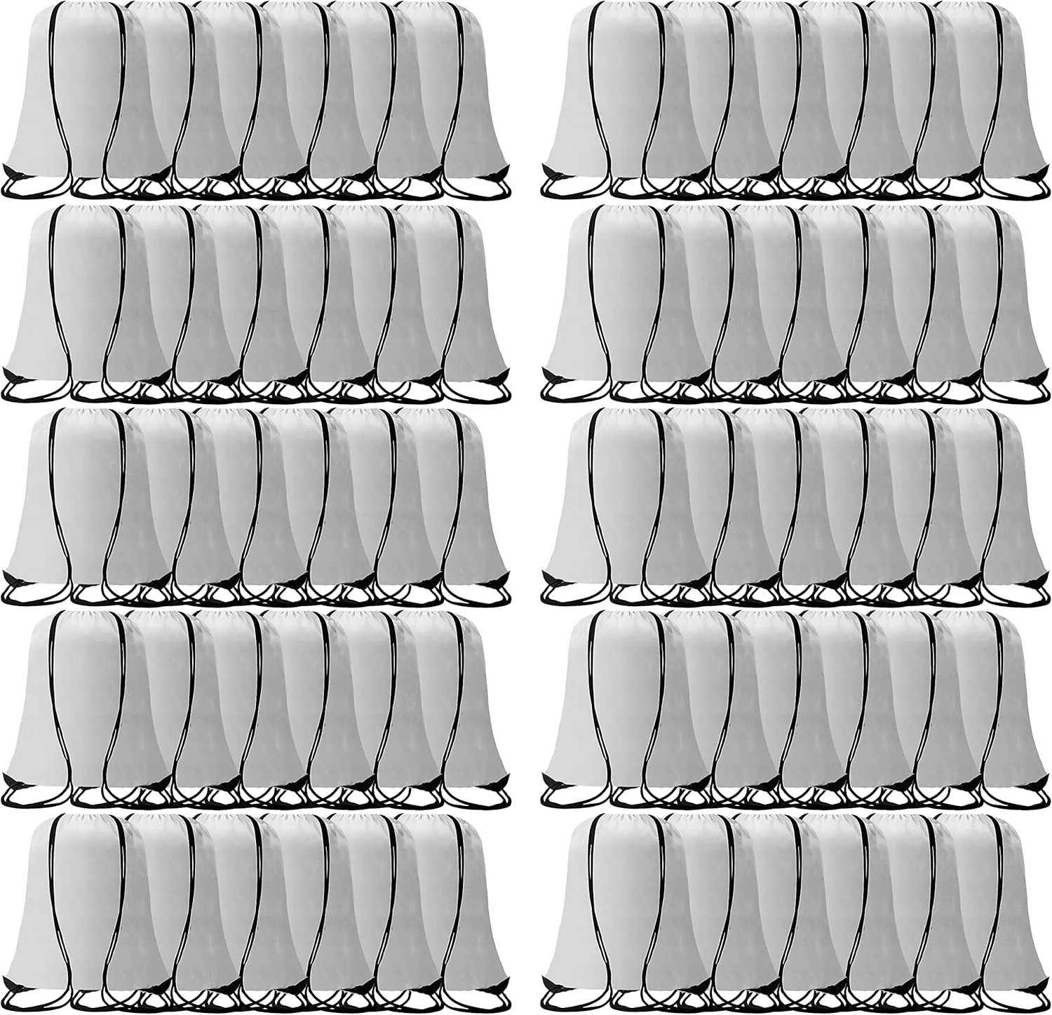 60 Pieces Drawstring Backpack Bags Sports Sackpack Bulk Cinch Gym Bag For Women Men Outdoor Sports Backpack??White??