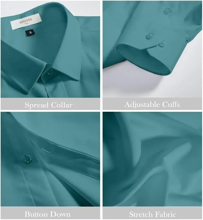 Dress Shirts for Men Stretch Slim Fit Long Sleeve Mens Dress Shirts Casual Business Muscle Fit Button Down Shirts