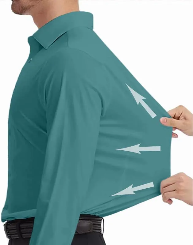 Dress Shirts for Men Stretch Slim Fit Long Sleeve Mens Dress Shirts Casual Business Muscle Fit Button Down Shirts