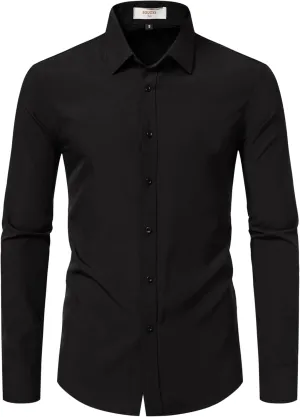 Dress Shirts for Men Stretch Slim Fit Long Sleeve Mens Dress Shirts Casual Business Muscle Fit Button Down Shirts