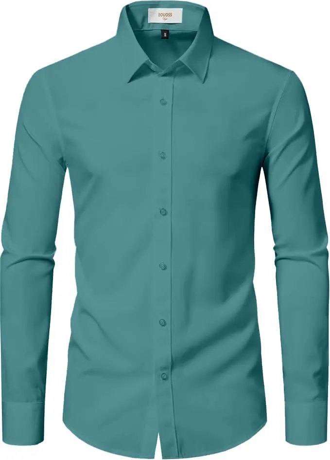Dress Shirts for Men Stretch Slim Fit Long Sleeve Mens Dress Shirts Casual Business Muscle Fit Button Down Shirts