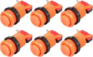EG STARTS 6X American Style Standard Arcade Buttons Switchable Happ Type 30mm Push Button 3/16" Terminal for Jamma Mame Kit Parts (Orange)