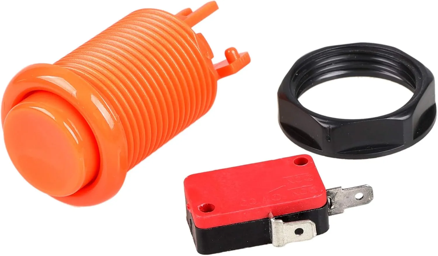 EG STARTS 6X American Style Standard Arcade Buttons Switchable Happ Type 30mm Push Button 3/16" Terminal for Jamma Mame Kit Parts (Orange)