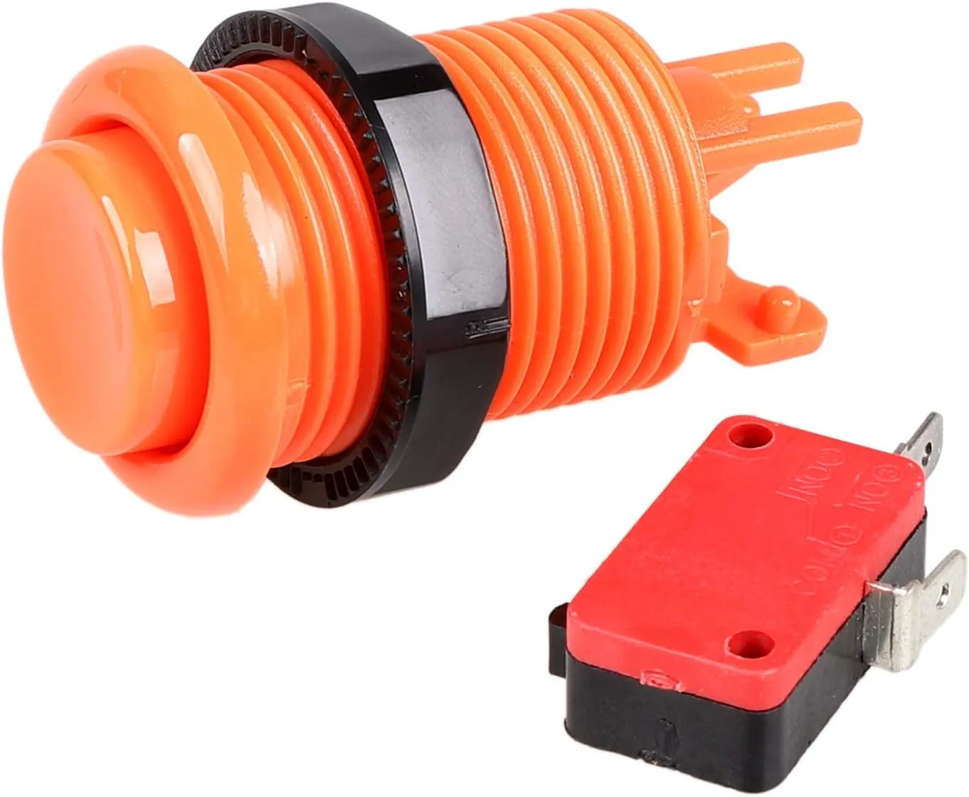 EG STARTS 6X American Style Standard Arcade Buttons Switchable Happ Type 30mm Push Button 3/16" Terminal for Jamma Mame Kit Parts (Orange)