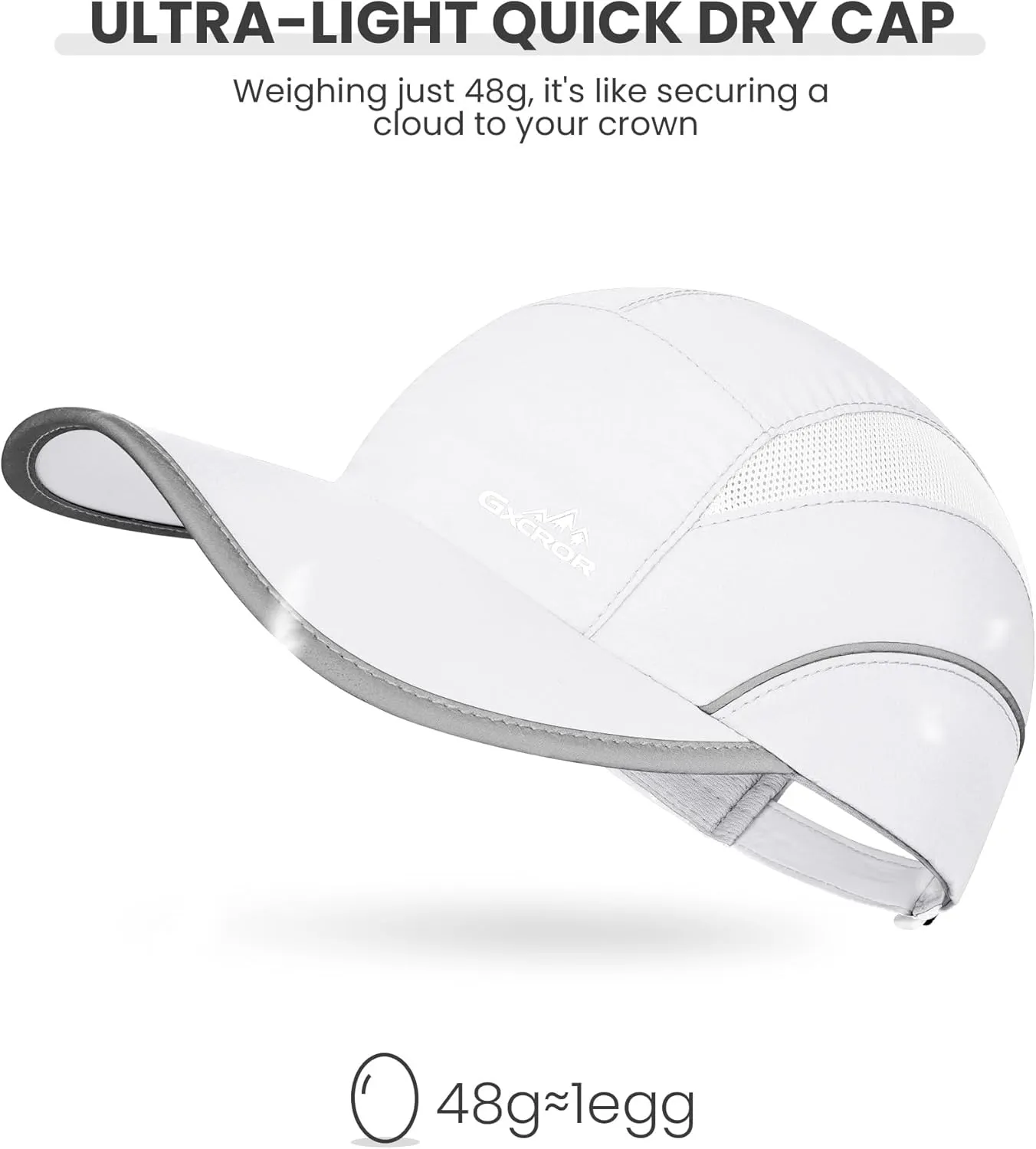 GXCROR Quick-Dry Running Hat for Men & Women - UPF 50  Breathable Mesh, Reflective Sports Cap for Outdoor, Hiking