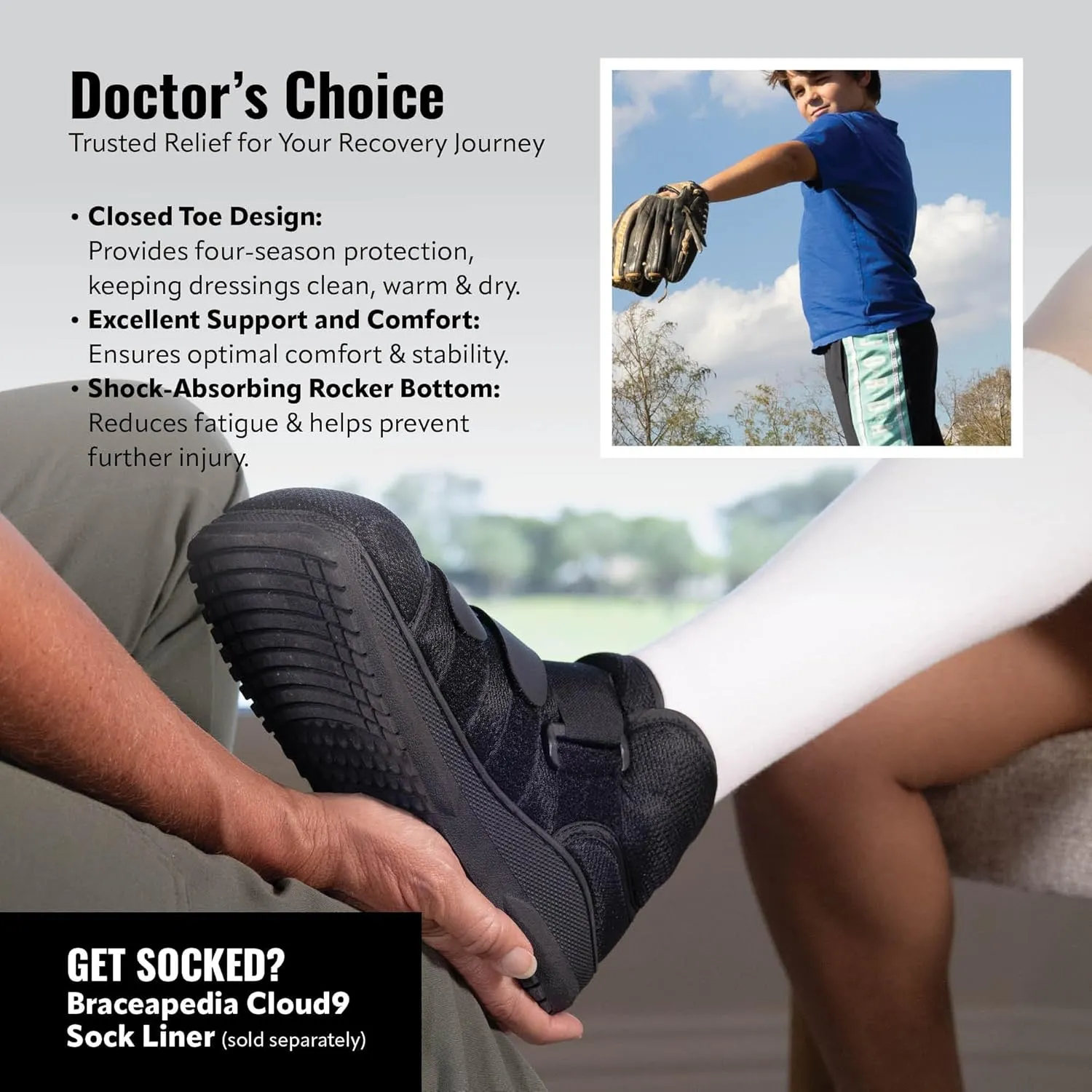 High Medical Shoe Closed Toe, Size XS, Walking Boot & Foot Brace, Post Op/Orthopedic Boot for Injured Foot for Kids