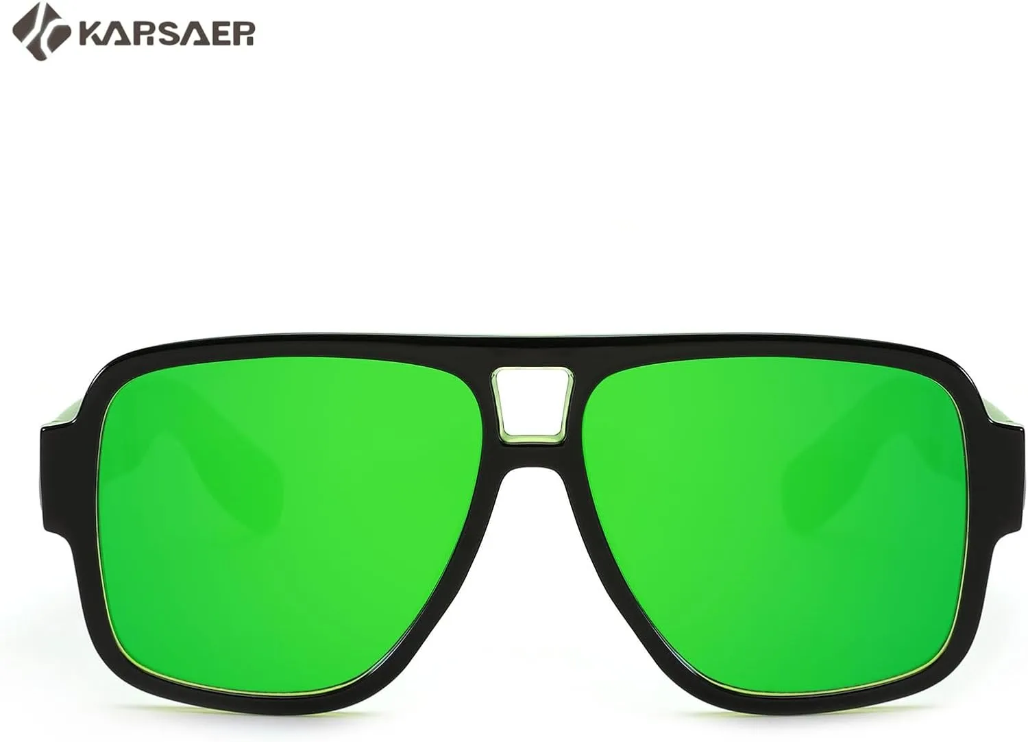 Karsaer Retro 70s Inspired Aviator Eyewear for Men and Women, Double Bridge Square Frame, Bold Pilot Design K7123
