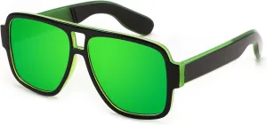 Karsaer Retro 70s Inspired Aviator Eyewear for Men and Women, Double Bridge Square Frame, Bold Pilot Design K7123