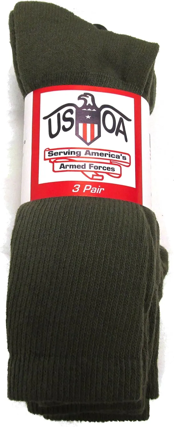 Men's Military Boot Socks Olive DRAB - 3 Pair - Small