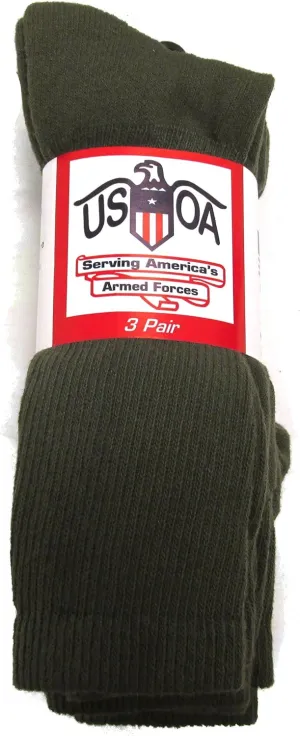 Men's Military Boot Socks Olive DRAB - 3 Pair - Small