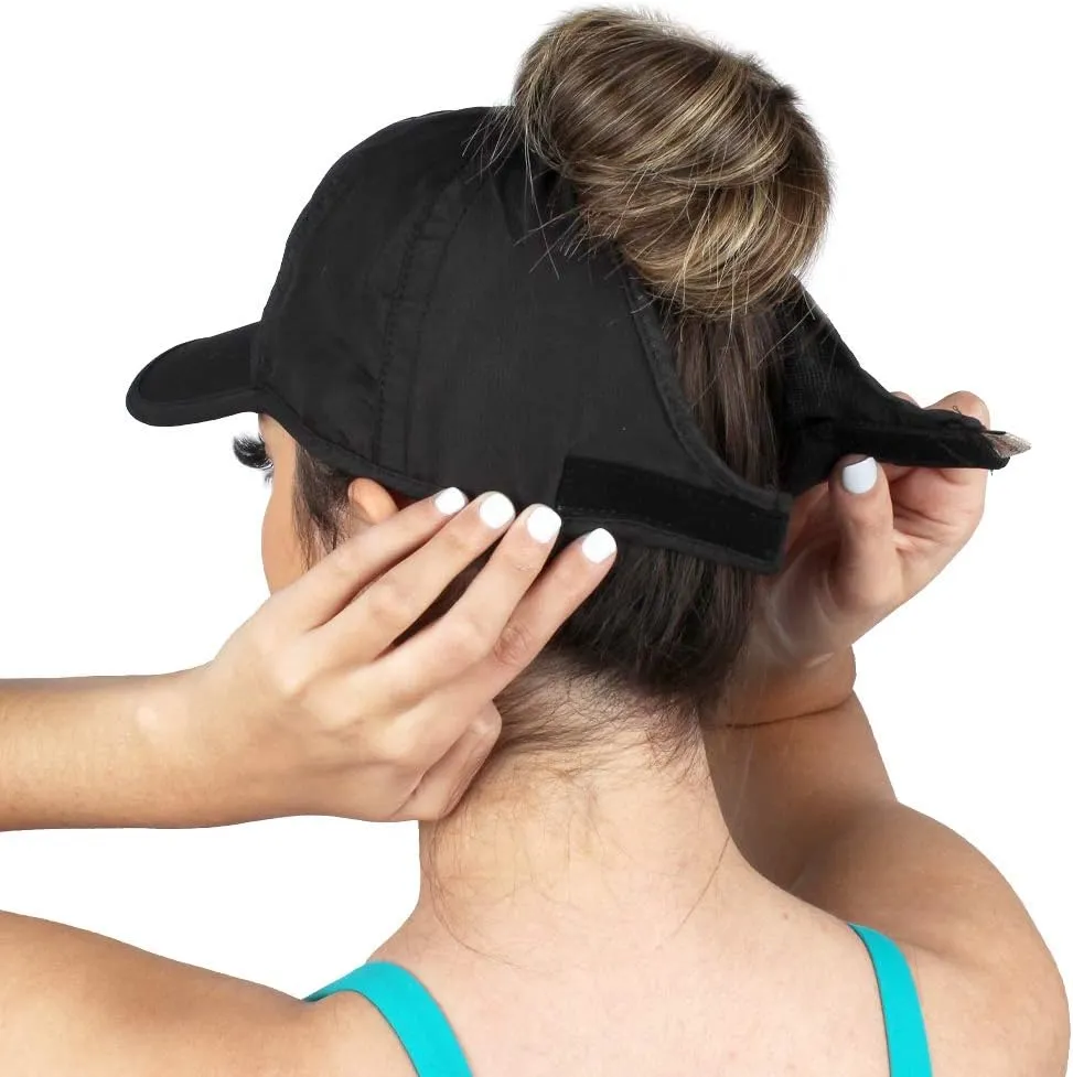 Ponyflo Womens Ponytail Baseball Cap - Ponytail Hats for Women, Curly Hair Ponytail Hat, Baseball Hat for Women