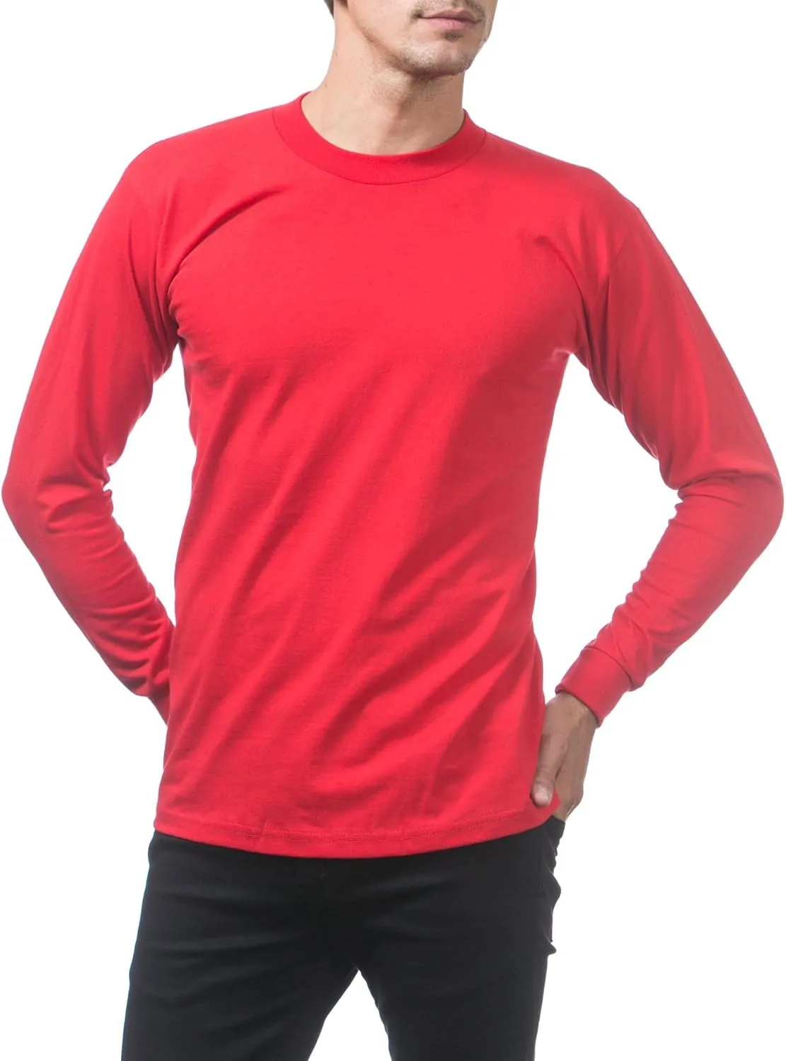 Pro Club Men's Heavyweight Cotton Long Sleeve Crew Neck T-Shirt