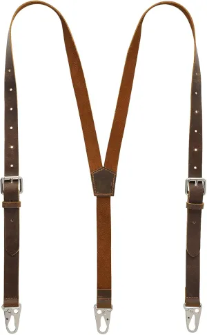 Ringsun Genuine Leather Suspenders for Men, Y Design Leather Suspenders