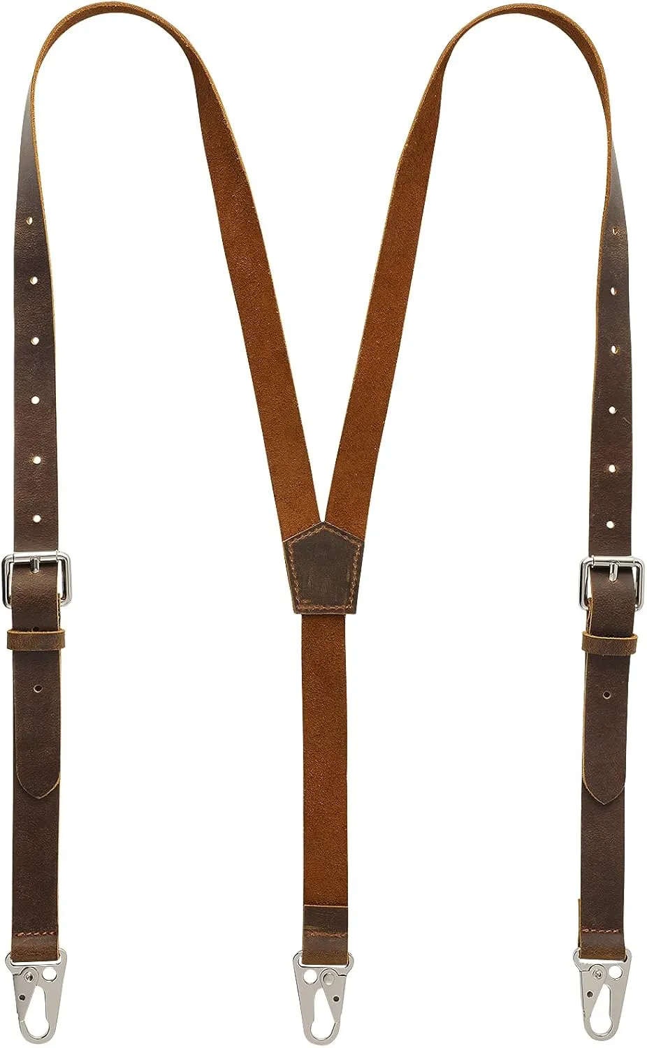 Ringsun Genuine Leather Suspenders for Men, Y Design Leather Suspenders